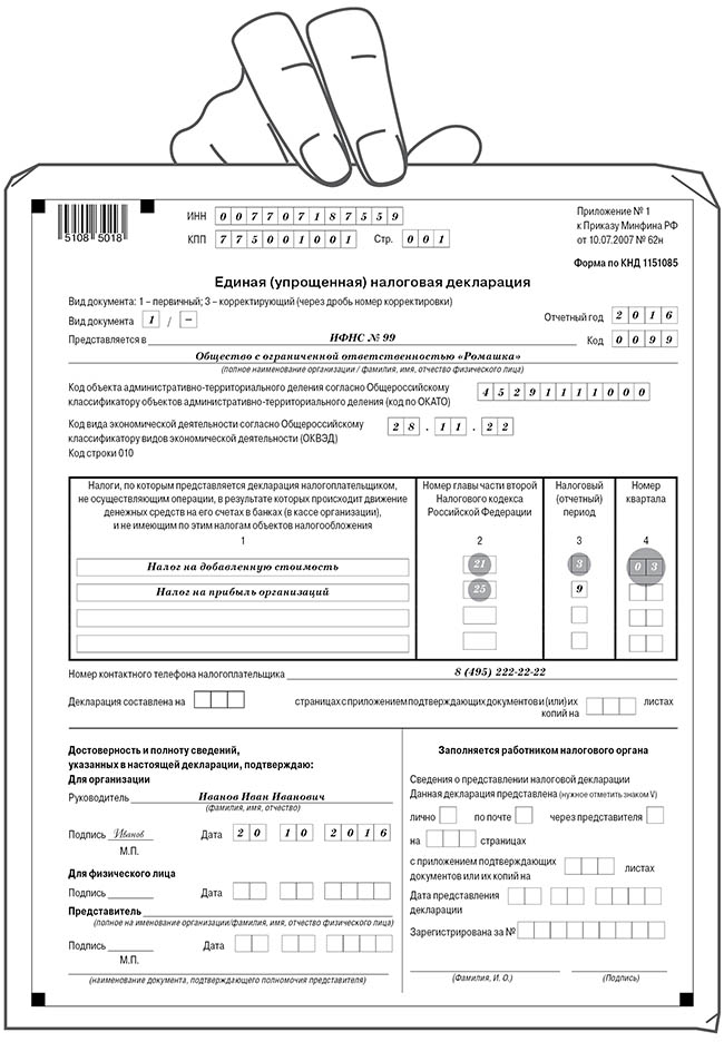 Единая упрощенная налоговая декларация порядок заполнения и сроки сдачи