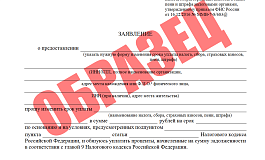 Образец заявления на предоставление отсрочки по уплате налогов